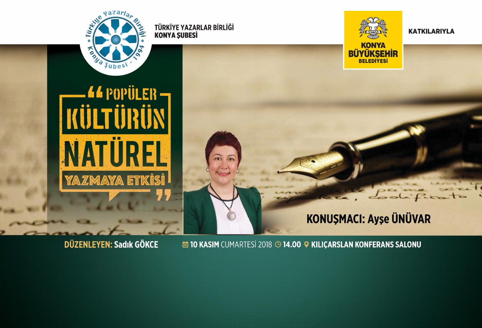 Konya Şubesinde "Popüler Kültürün Natürel Yazmaya Etkisi" Söyleşisi