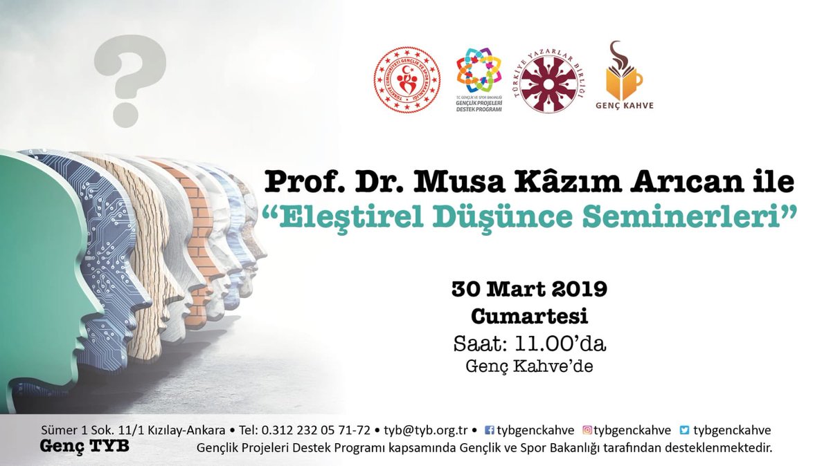 Prof. Dr. Musa Kazım Arıcan ile "Eleştirel Düşünce Seminerleri" Genç Kahve'de Başlıyor!