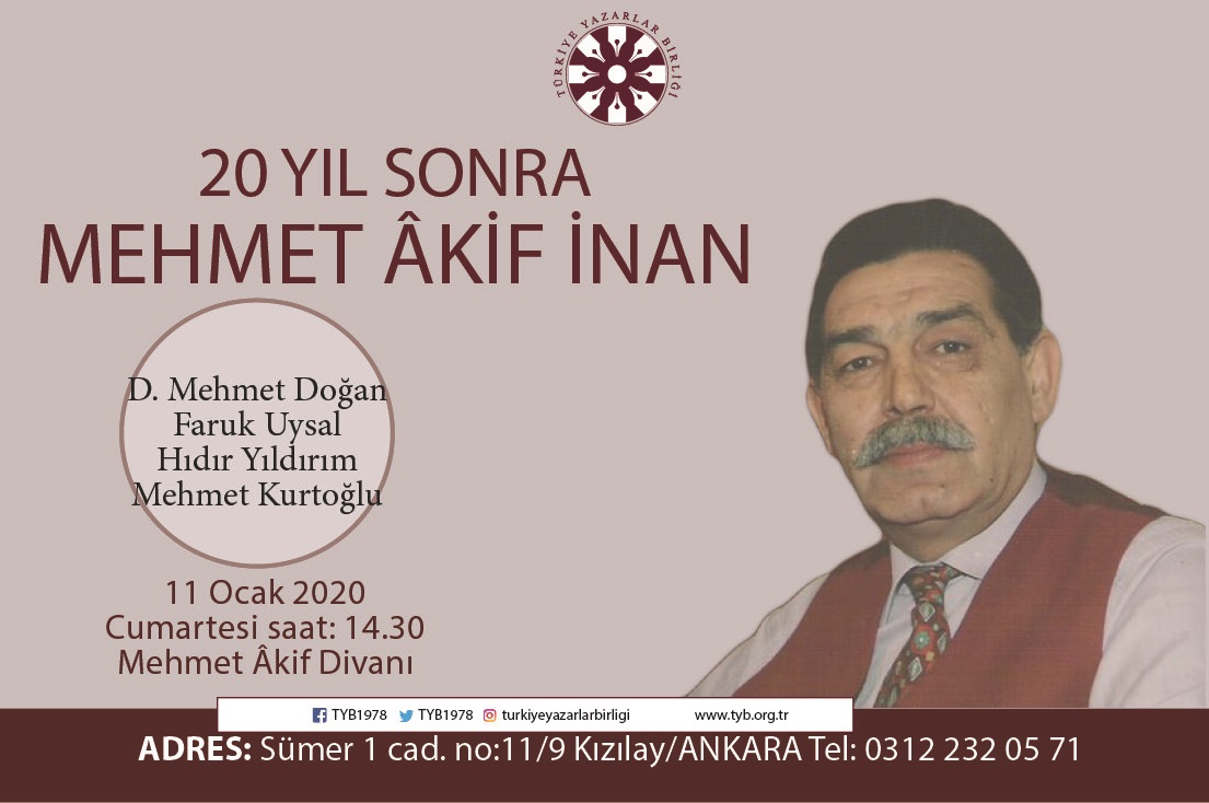 Mehmet Âkif İnan TYB’de yâd edilecek
