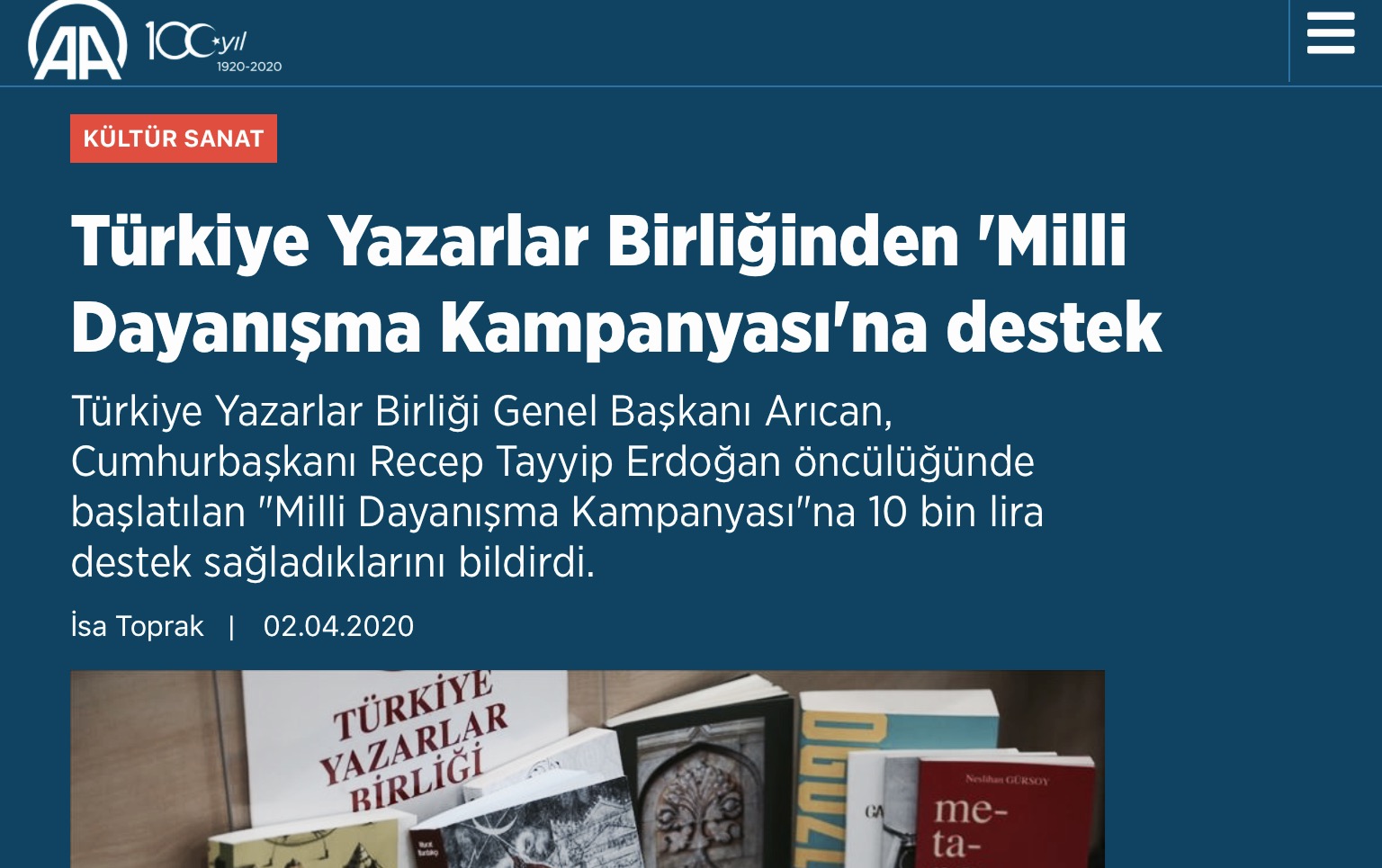 Türkiye Yazarlar Birliğinden 'Milli Dayanışma Kampanyası'na destek