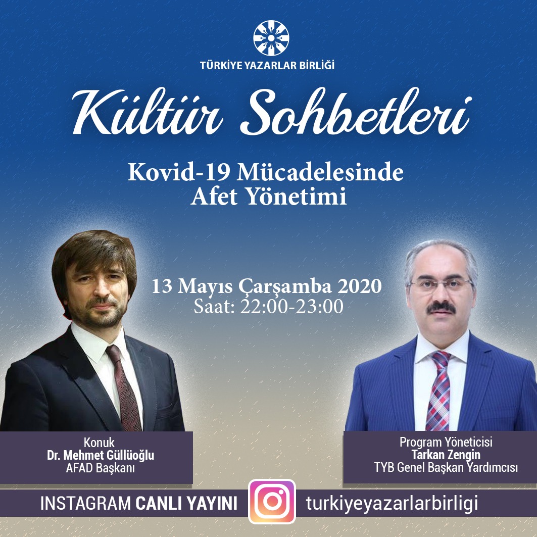 AFAD Başkanı Güllüoğlu, "Kültür Sohbetleri"ne Konuk Olacak