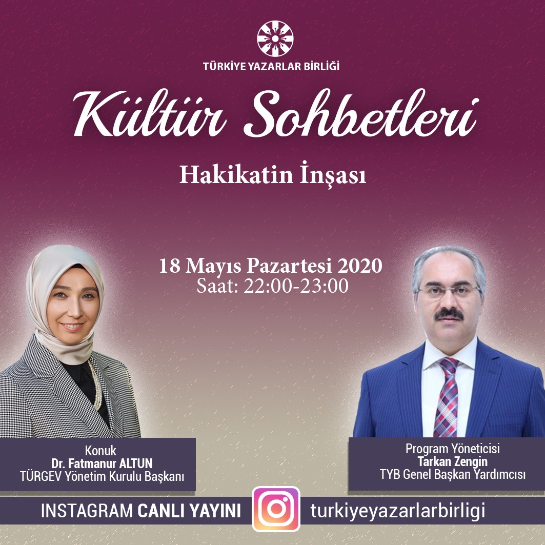TÜRGEV Başkanı Altun, "Kültür Sohbetleri"ne Konuk Olacak