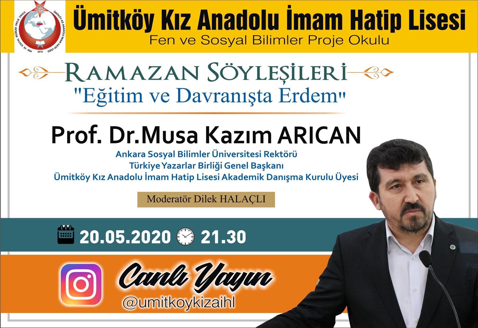Genel Başkan Arıcan “Eğitim ve Davranışta Erdem” i anlatacak