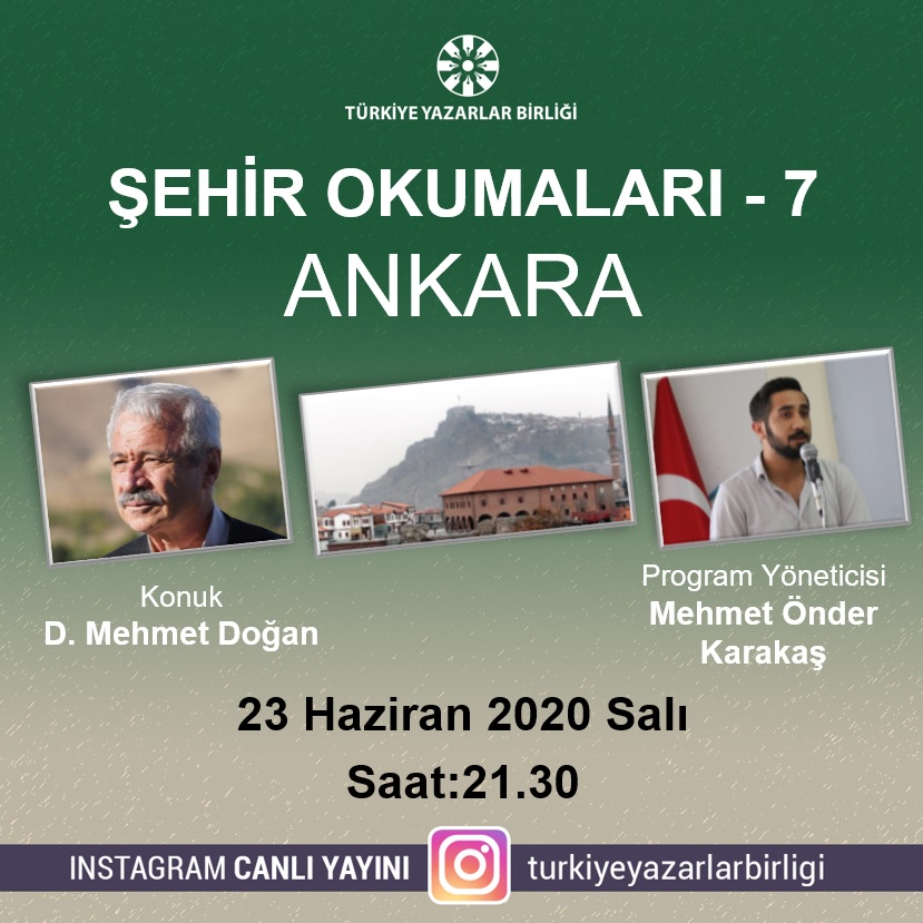 D. Mehmet Doğan: "Şehir Okumaları"na konuk olacak