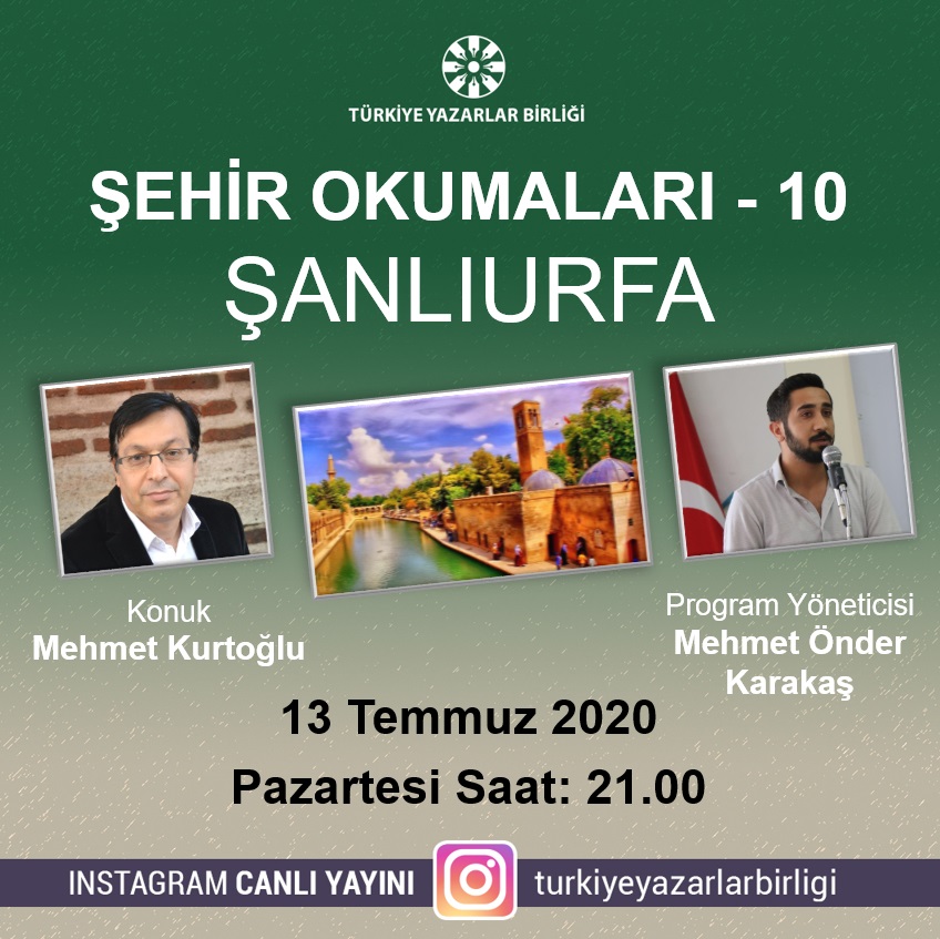 Mehmet Kurtoğlu "Şehir Okumaları"na konuk olacak