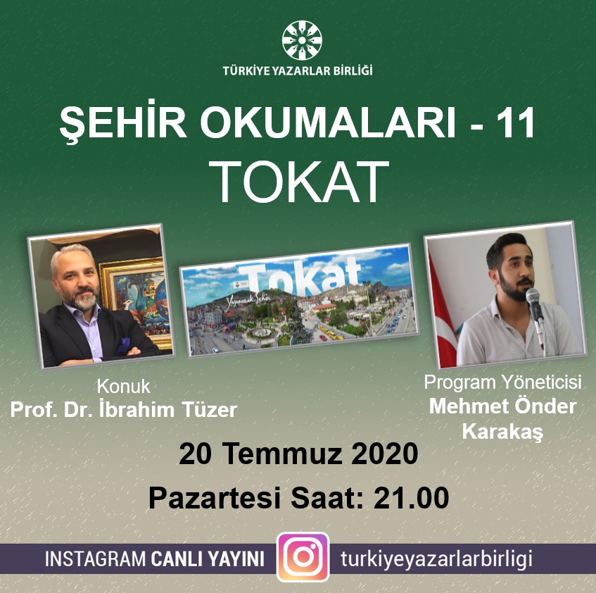 Prof. Dr. İbrahim Tüzer "Şehir Okumaları"na konuk olacak