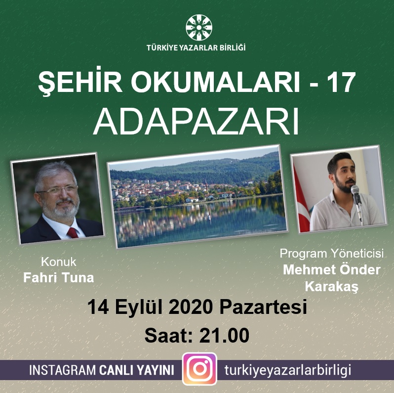 Fahri Tuna "Şehir Okumaları"na konuk olacak