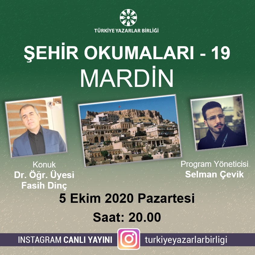 Dr. Fasih Dinç "Şehir Okumaları"na konuk olacak