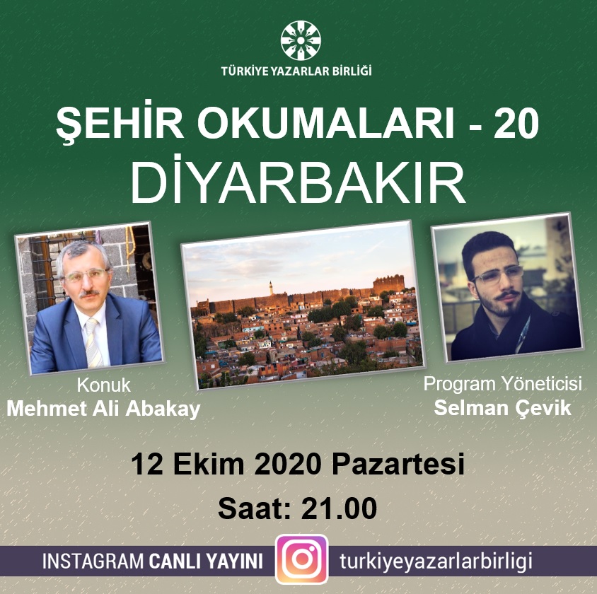 Mehmet Ali Abakay "Şehir Okumaları"na konuk olacak