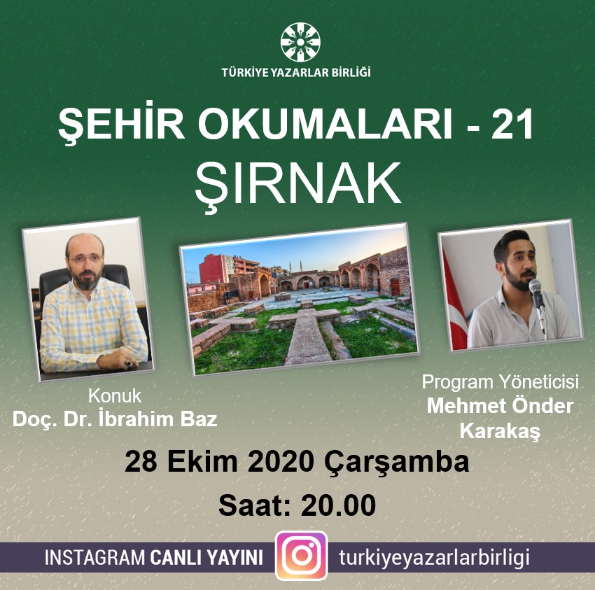 Doç. Dr. İbrahim Baz "Şehir Okumaları"na konuk olacak