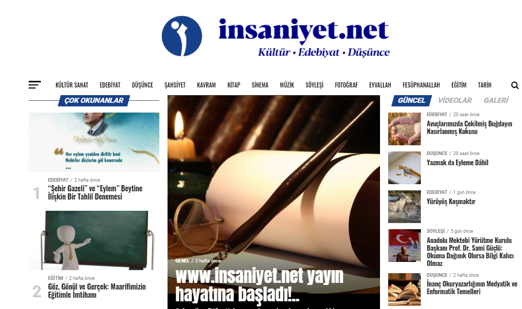 Kültür, edebiyat ve düşünce alanına yeni bir soluk: “insaniyet.net”