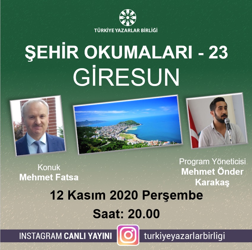 Mehmet Fatsa "Şehir Okumaları"na konuk olacak