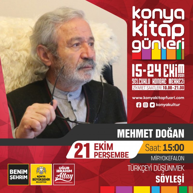 D. Mehmet Doğan Konya Kitap Günleri’nde “Türkçeyi Düşünmek” konulu söyleşiye katılacak