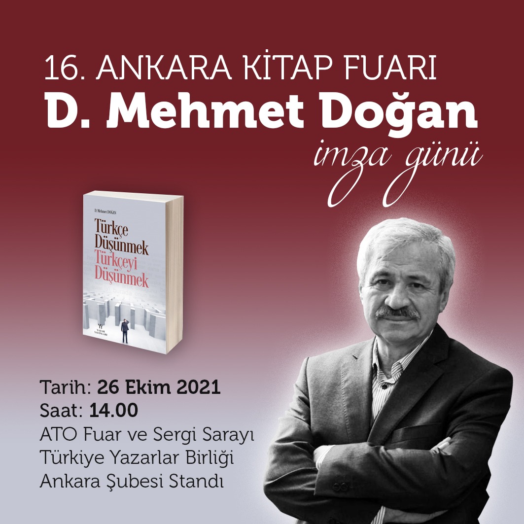 D. Mehmet Doğan Ankara Kitap Fuarı’nda kitaplarını imzalayacak