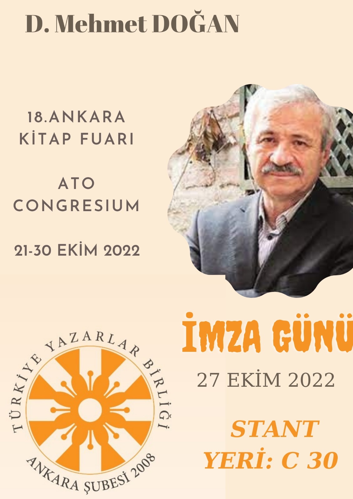 D. Mehmet Doğan okurlarıyla buluşacak