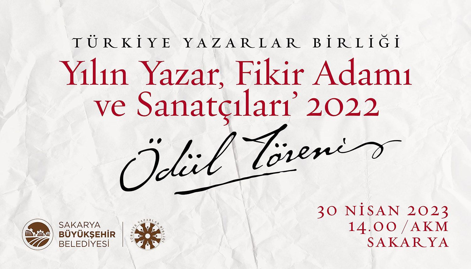 Yılın Yazar, Fikir Adamı ve Sanatçıları Ödülleri Sakarya’da Verilecek