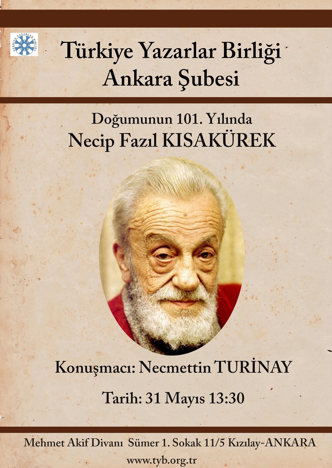 Doğumunun 101. Yılında Necip Fazıl Kısakürek Bugün 13.30'da