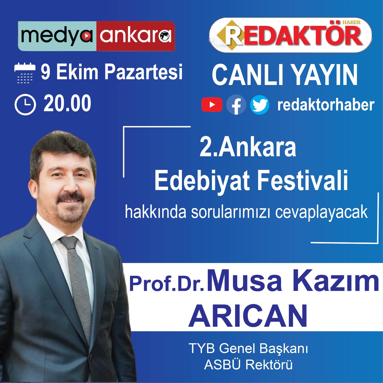 Genel Başkan Arıcan Medya Ankara  ve Redaktör haberin canlı yayın konuğu olacak