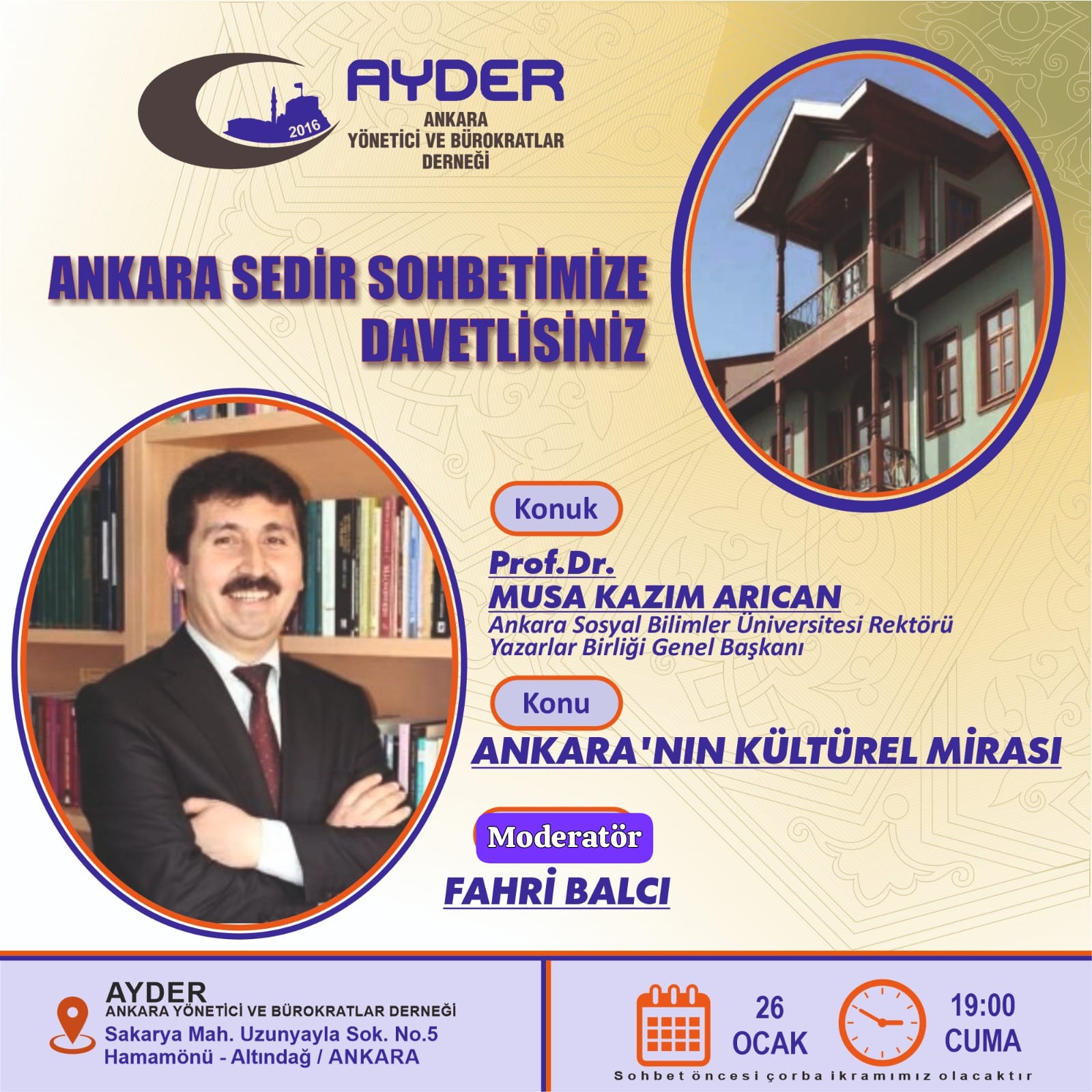 TYB Başkanı Arıcan Ankara’nın Kültürel Mirasını anlatacak