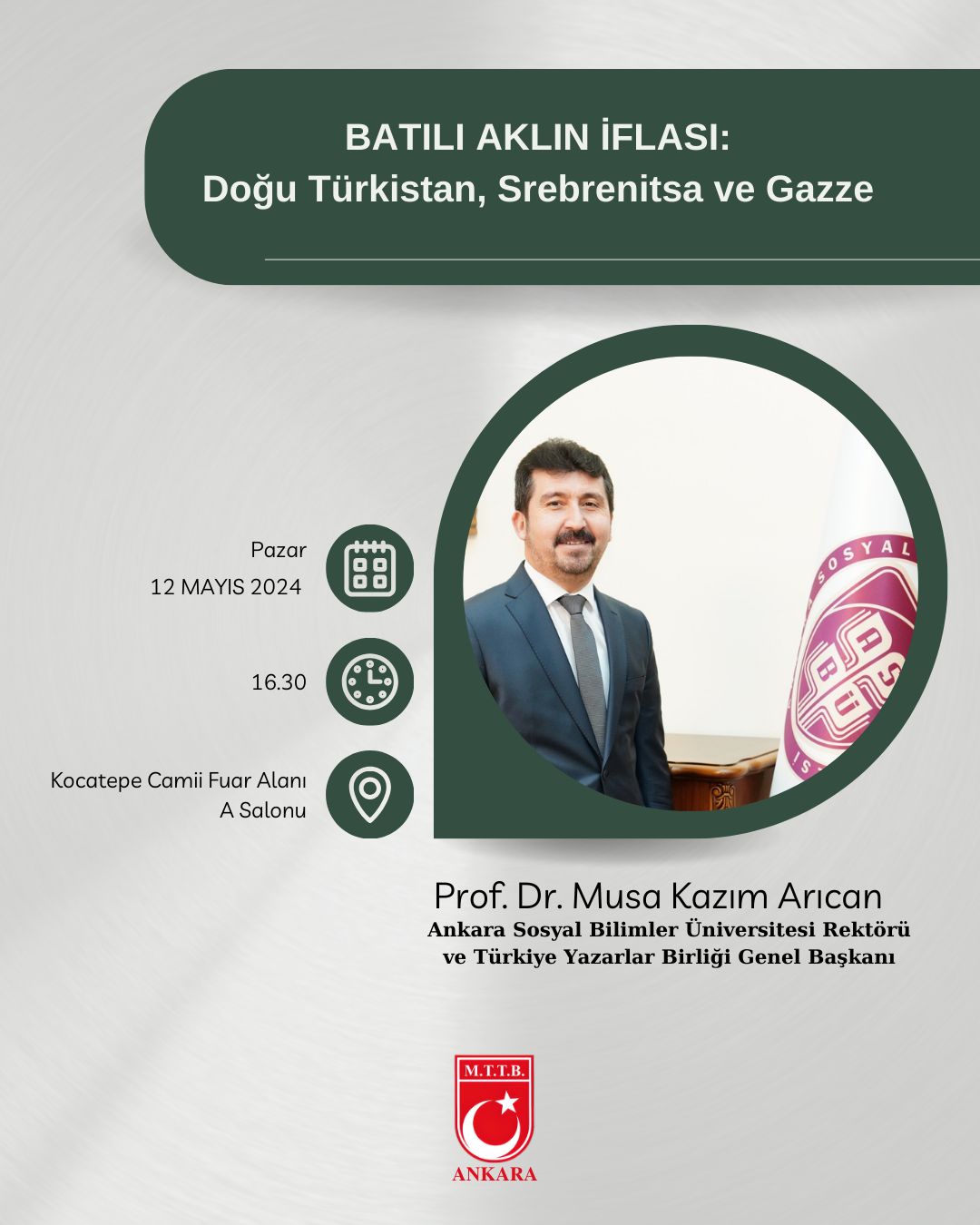 TYB Başkanı Arıcan MTTB Ankara İl Başkanlığında konuşacak