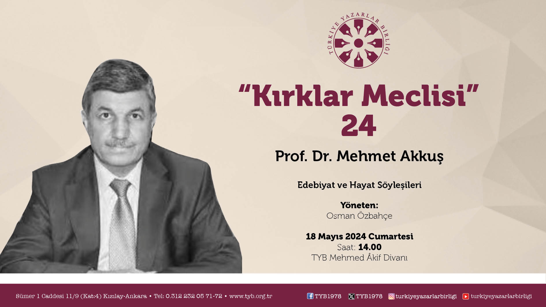 Prof. Dr. Mehmet Akkuş “Kırklar Meclisi”nde konuşacak