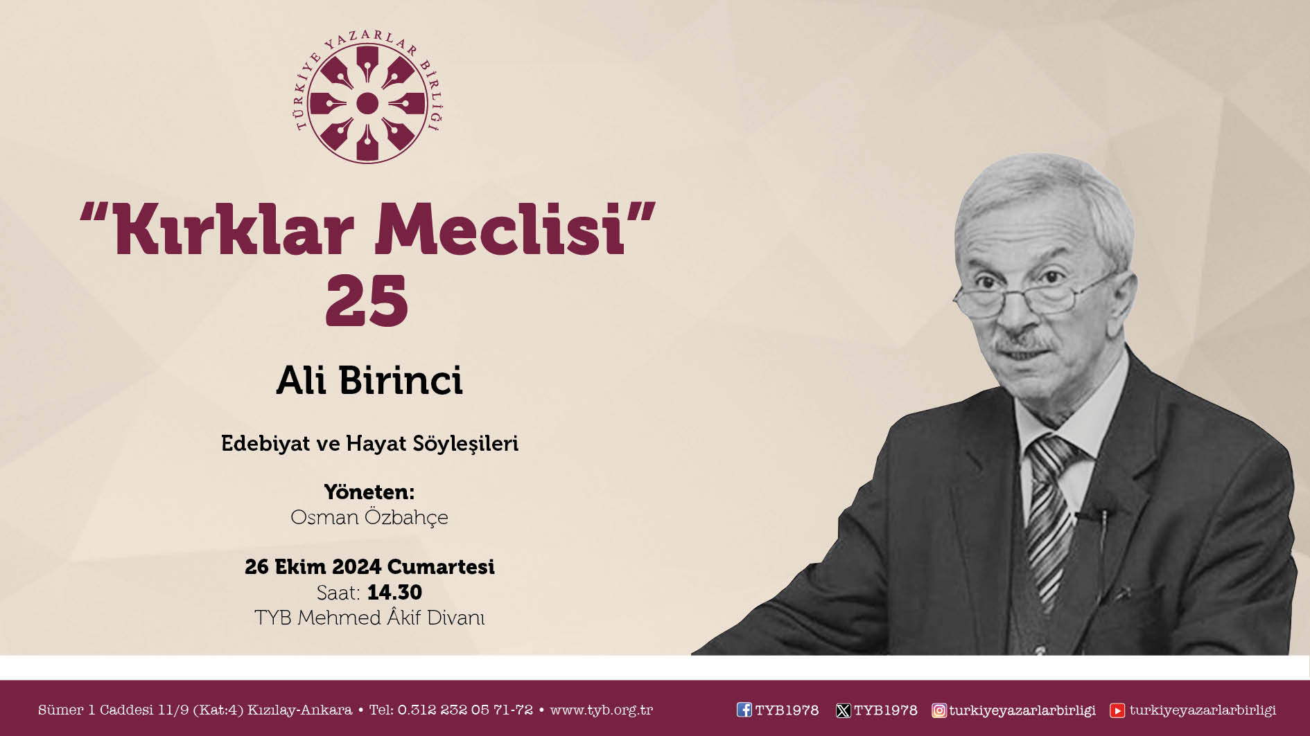 Ali Birinci “Kırklar Meclisi”nde konuşacak