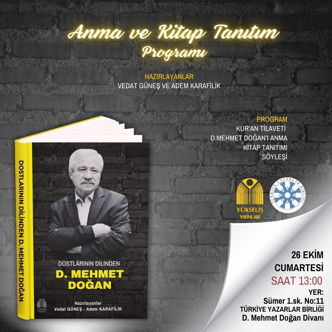 “Dostlarının Dilinden D. Mehmet Doğan” Anma ve Kitap Tanıtım Programı