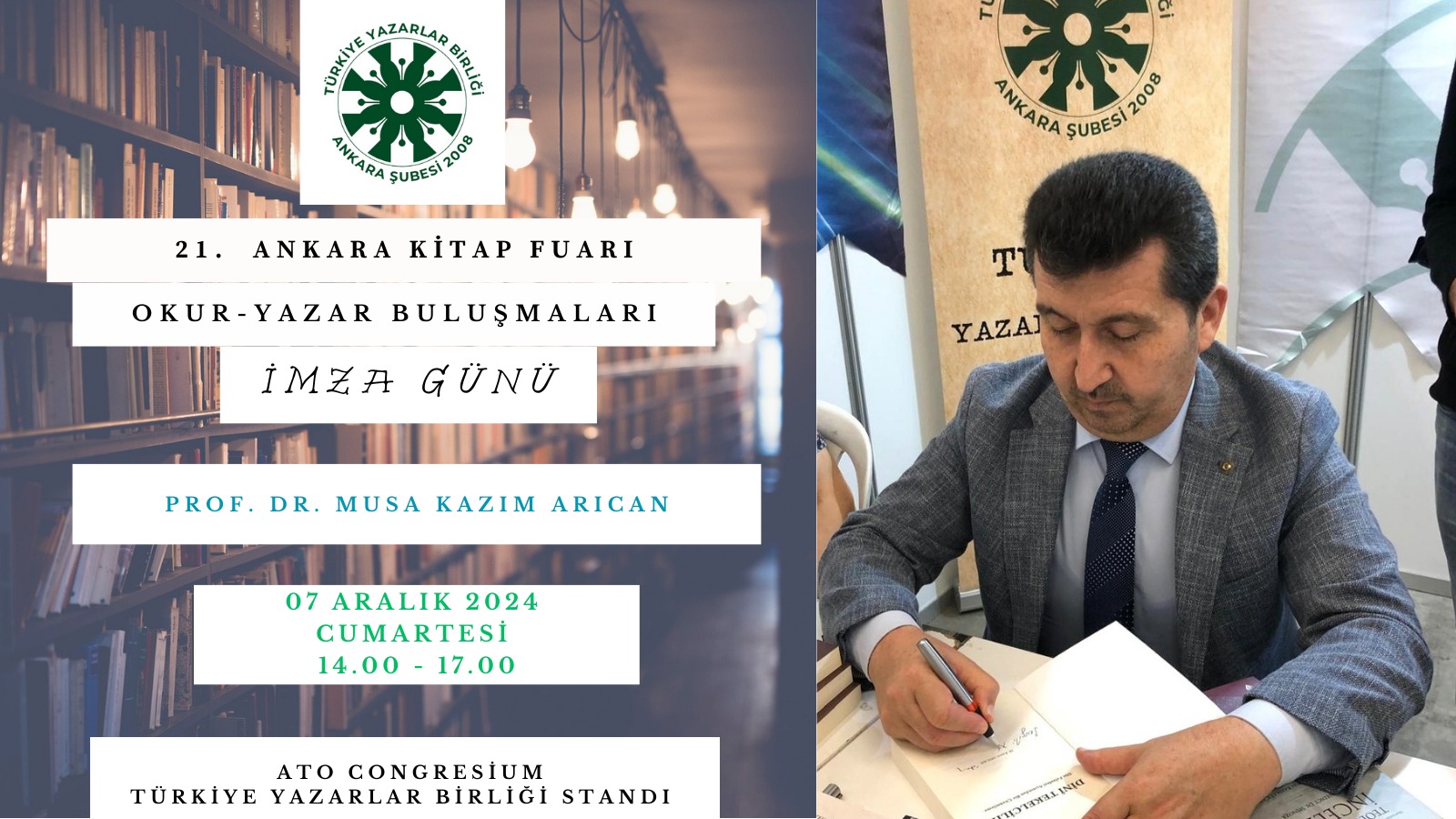 TYB Başkanı Arıcan kitaplarını imzalayacak