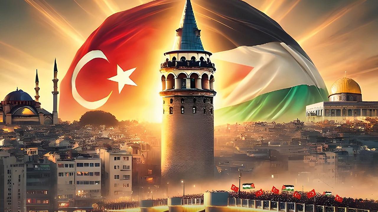Galata Köprüsü'nde Filistin buluşması: Bir güneş doğuyor
