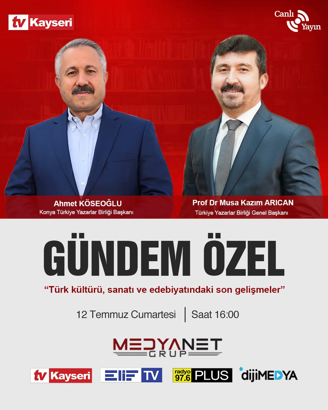 Genel Başkan Arıcan “Gündem Özel” Programına Konuk Olacak