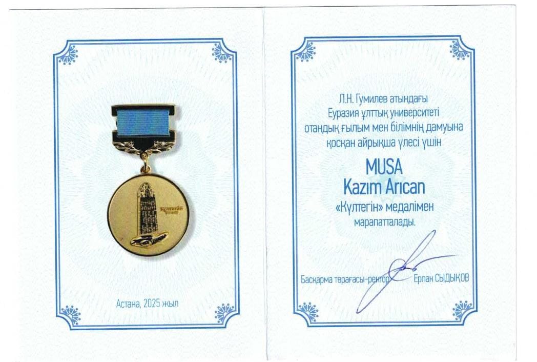 TYB Başkanı Arıcan’a Kazakistan’dan “Kül Tigin” Madalyası