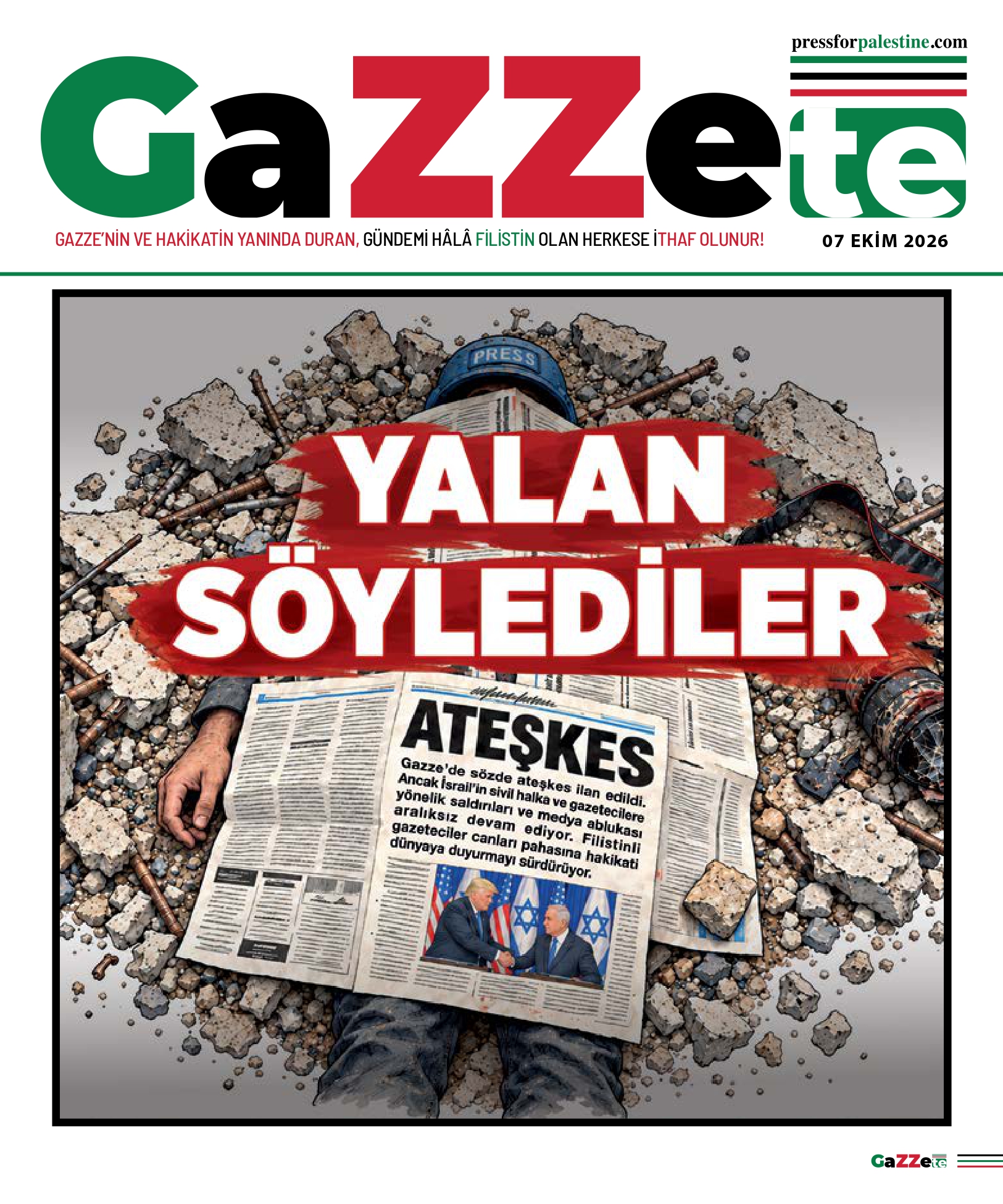 Haftalık Filistin sayfası GAZZETE, 7 Ekim Aksa Tufanı’nın yıl dönümü özel sayısı
