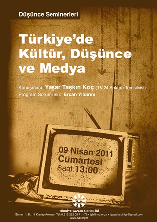 9 Nisan Cumartesi günü saat 13.00'teki Düşünce Seminerleri'nin konuğu Yaşar Taşkın Koç