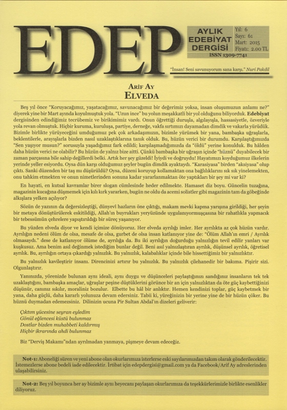 Edep Mart 2015 sayısıyla yayın hayatına son verdi