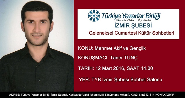İzmir Şubesi'nde Mehmed Âkif ve Gençlik konuşulacak
