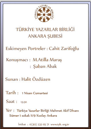 Eskimeyen Portreler: Cahit Zarifoğlu programı 1 Nisan'da TYB'de