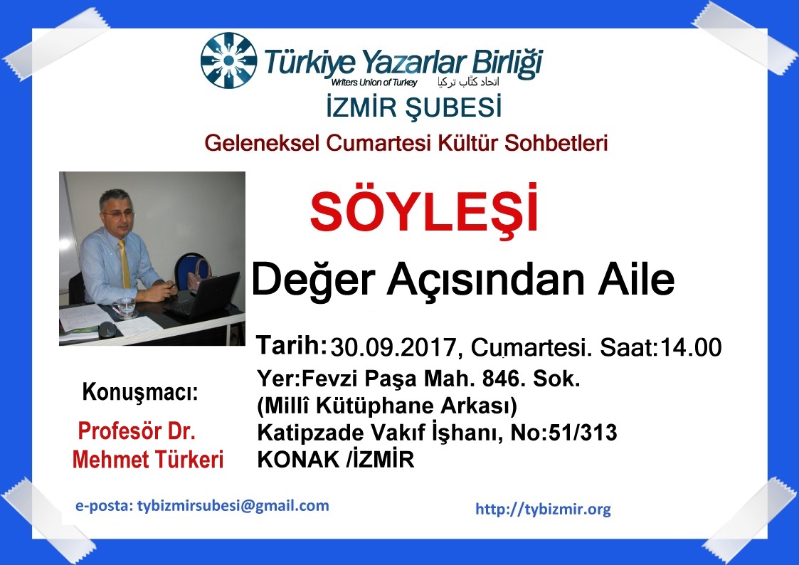 İzmir Şubesinin Cumartesi Sohbetleri Konuğu Prof. Dr. Mehmet Türkeri