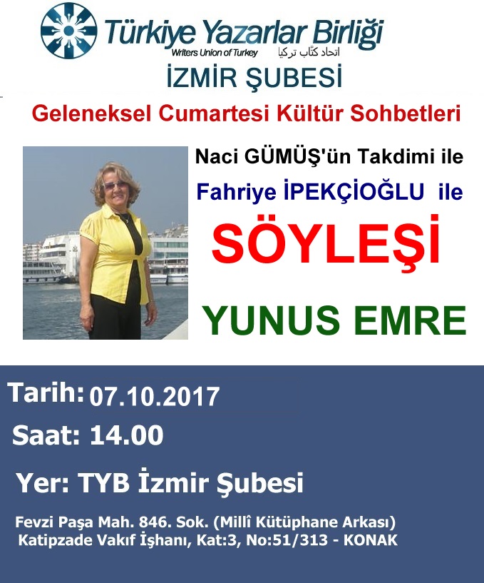 Türkiye Yazarlar Birliği İzmir Şubesi Geleneksel Cumartesi Kültür Sohbetleri