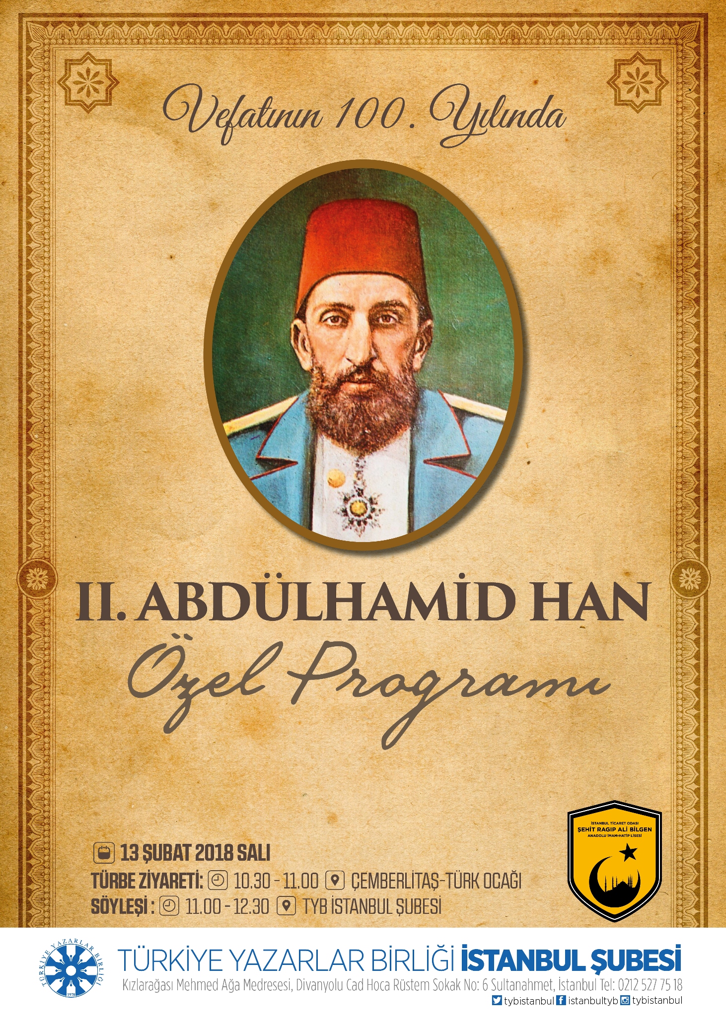 Sultan Abdülhamid Han TYB İstanbul’da Anılacak