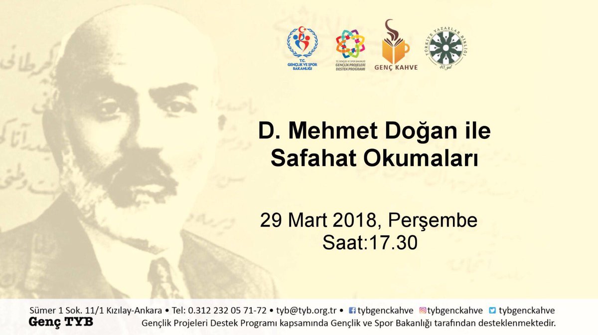 D. Mehmet Doğan ile Safahat Okumaları Genç Kahve'de Devam Ediyor
