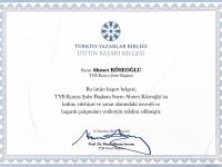 TYB Konya Şubesi’ne “Üstün Başarı Belgesi”